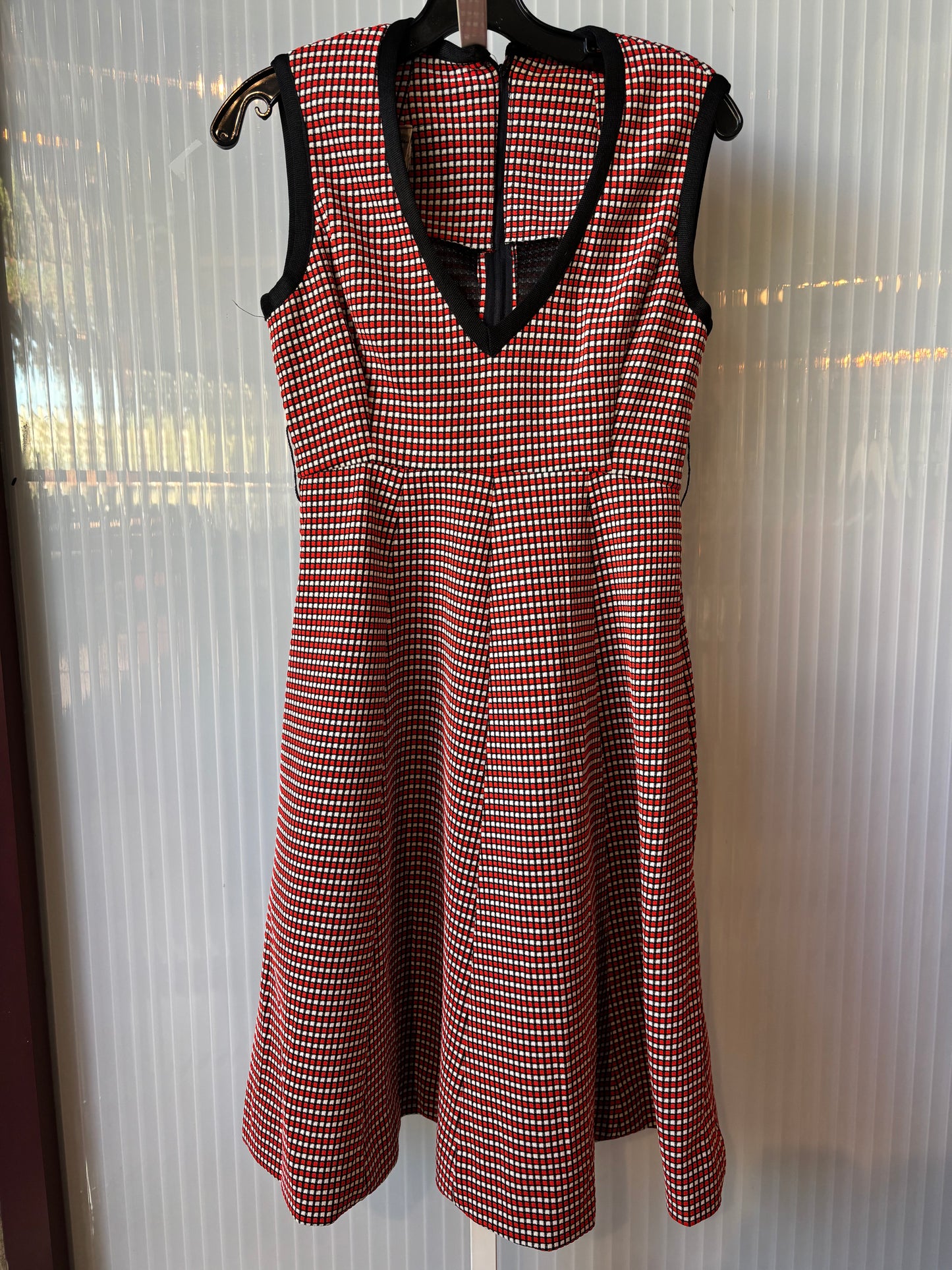 60s/70s Red and Black V-Neck Jumper Dress