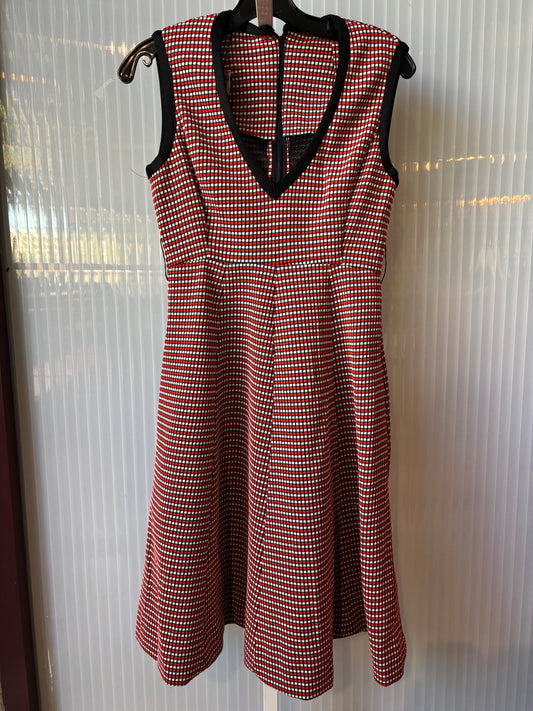 60s/70s Red and Black V-Neck Jumper Dress