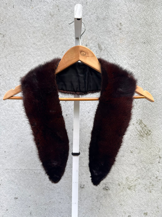 Dark Brown Lined Mink Fur Collar