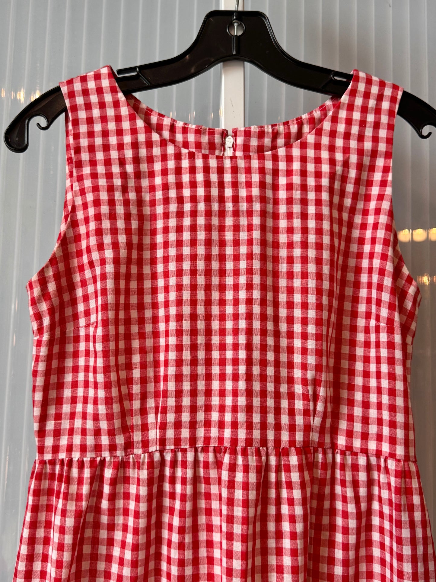1970s Handmade Red Gingham Dress