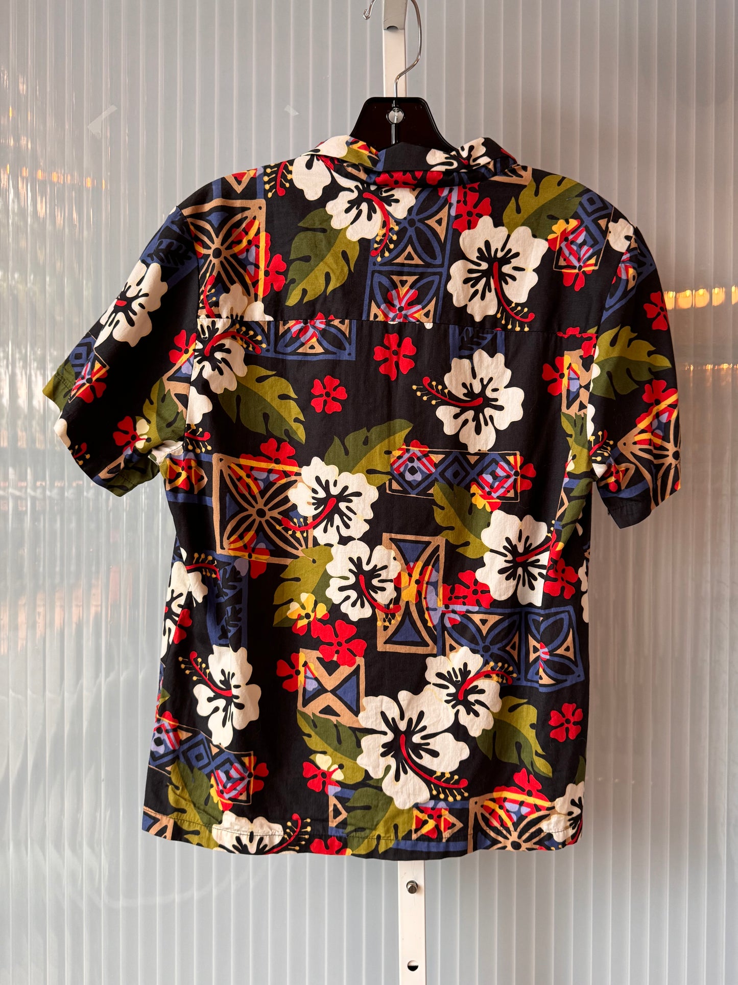 1980s Nui Nalu Multicolor Hawaiian Short Sleeve Collared Blouse