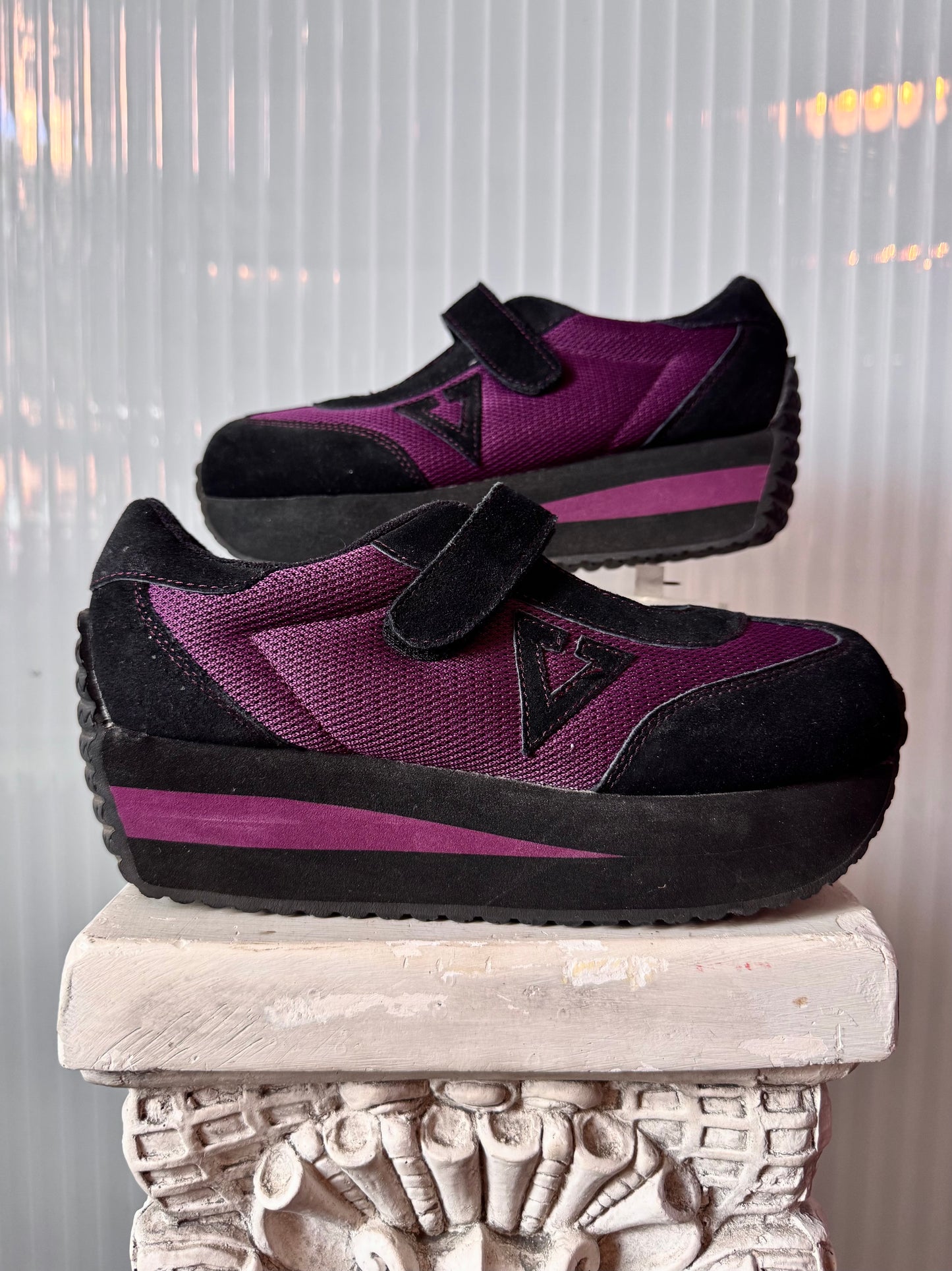 Y2K Volatile Dedication Black & Purple Platform Sneakers