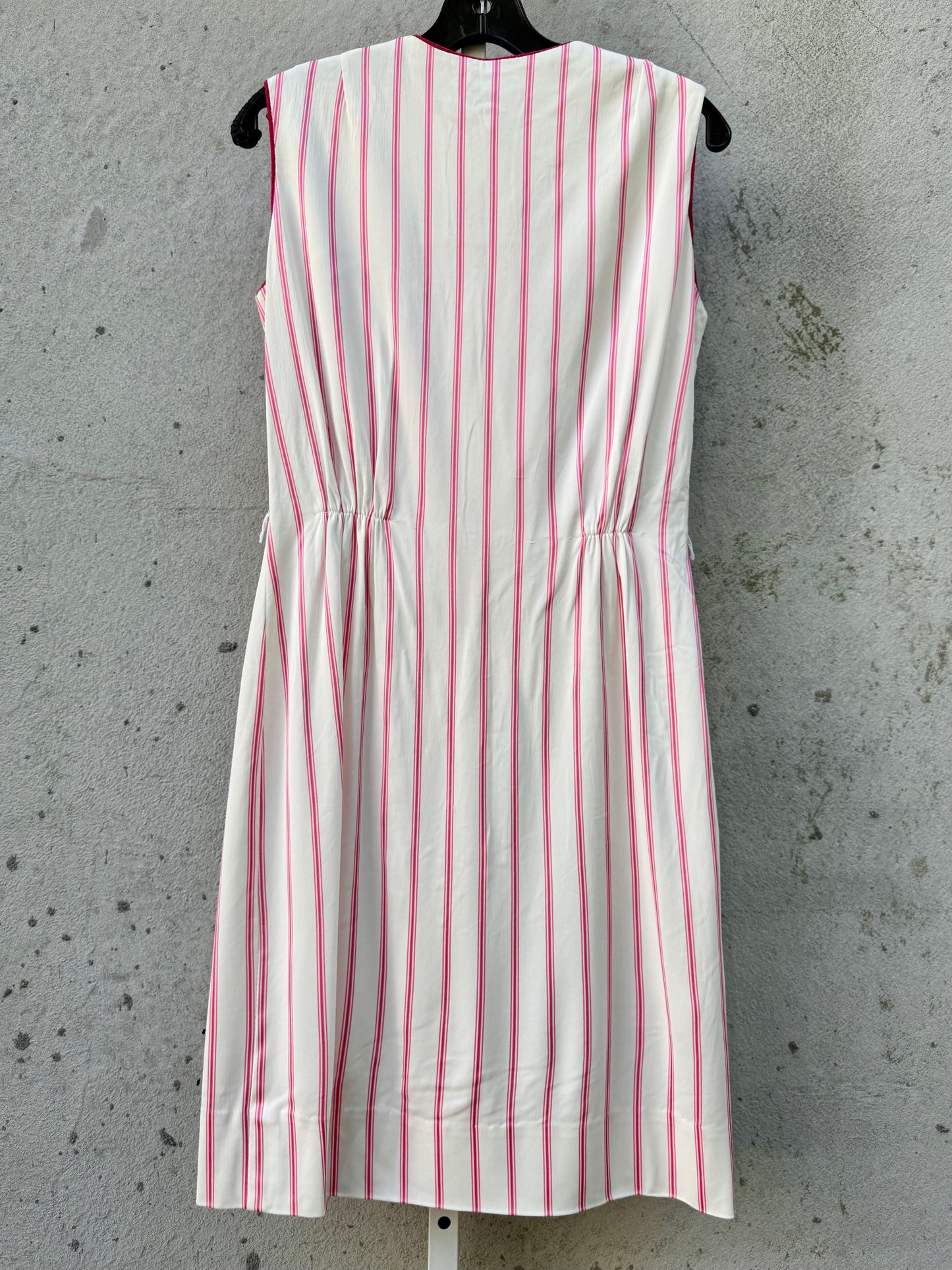 1970s White & Magenta Pinstripe Dress