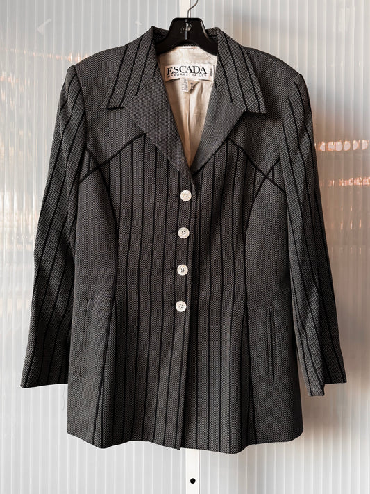 1980s Black & White Striped Blazer Jacket