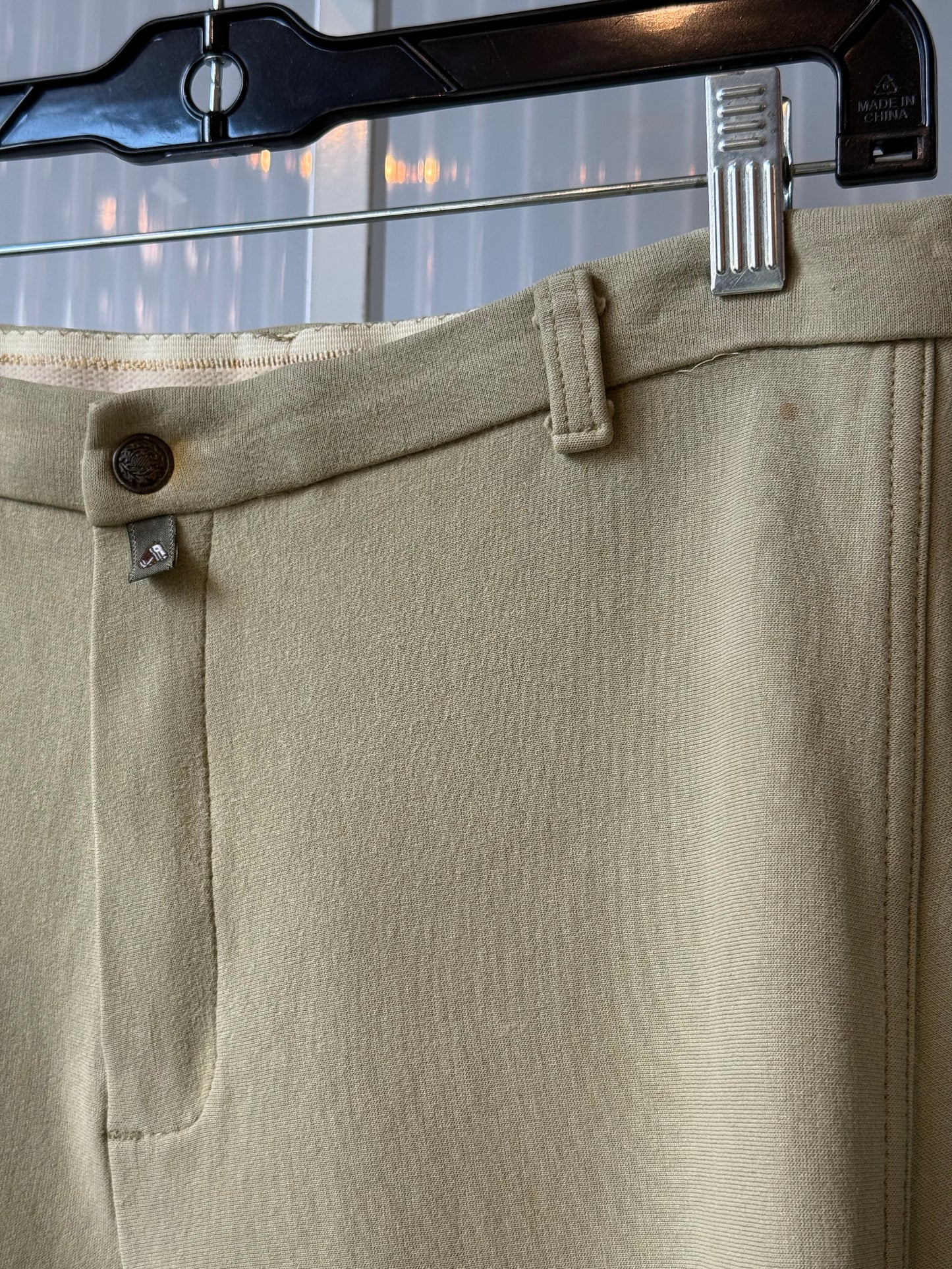 Olive Green Riding Breeches Pants w/ Suede Patches