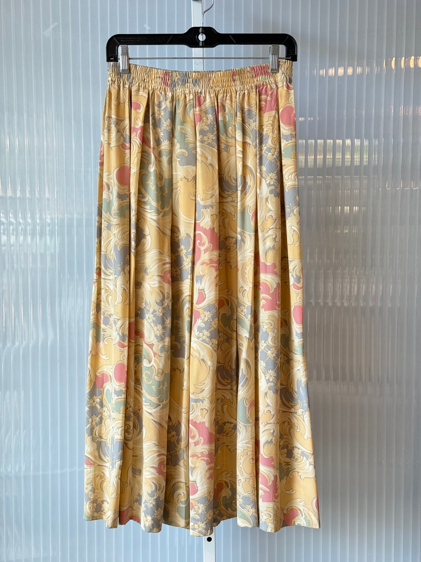 1990s Baroque Print Pastel Silk Liz Claiborne Skirt