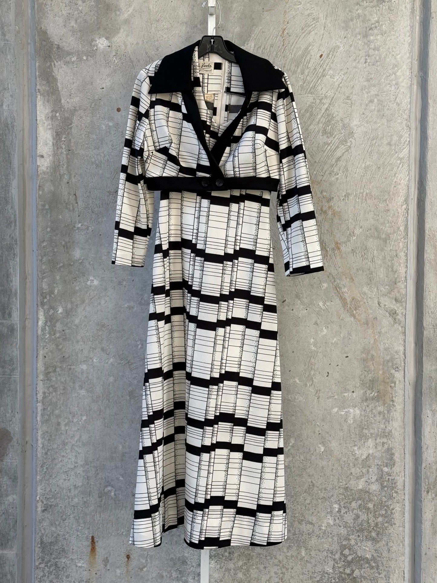 1970s Black & White Dress & Jacket Set