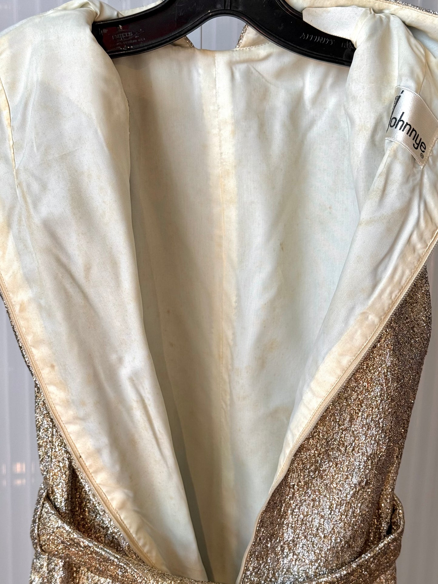 1960s Sparkling Gold High-Collar Shift Dress