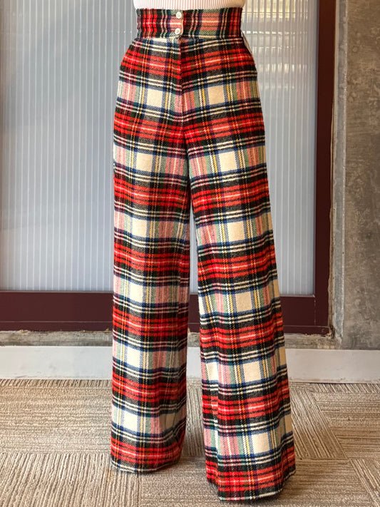 1970s Red & White Plaid Pants