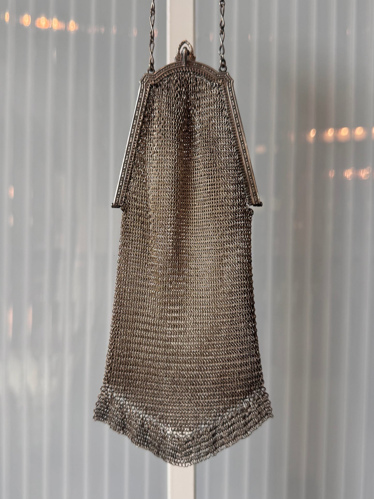 1920s Silver Chainmail Metal Evening Bag