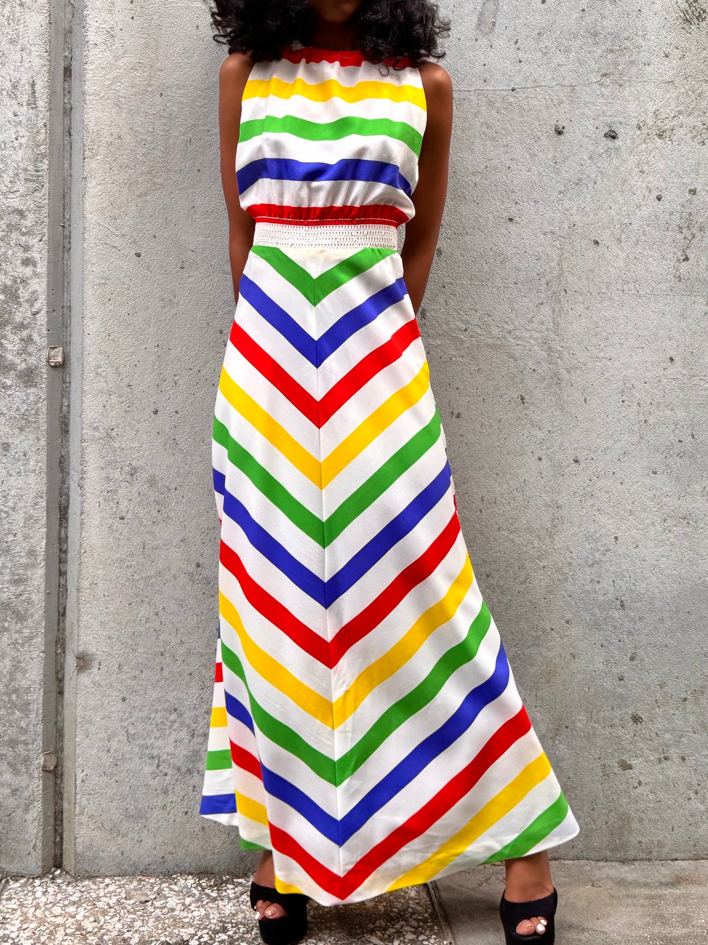 1970s Multicolor Striped Dress