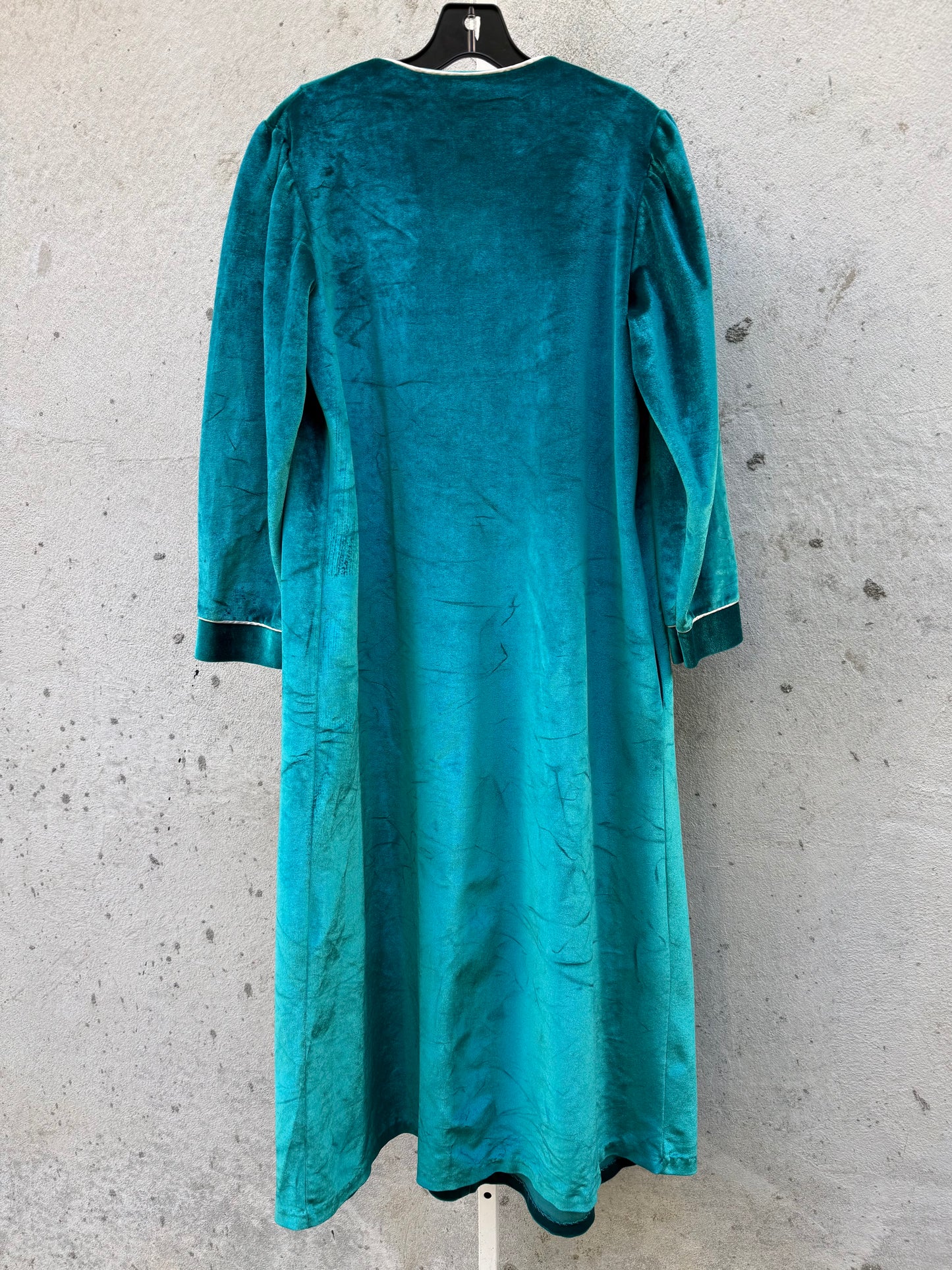 1980s Teal Velveteen Loungewear w/ Heart Appliqué