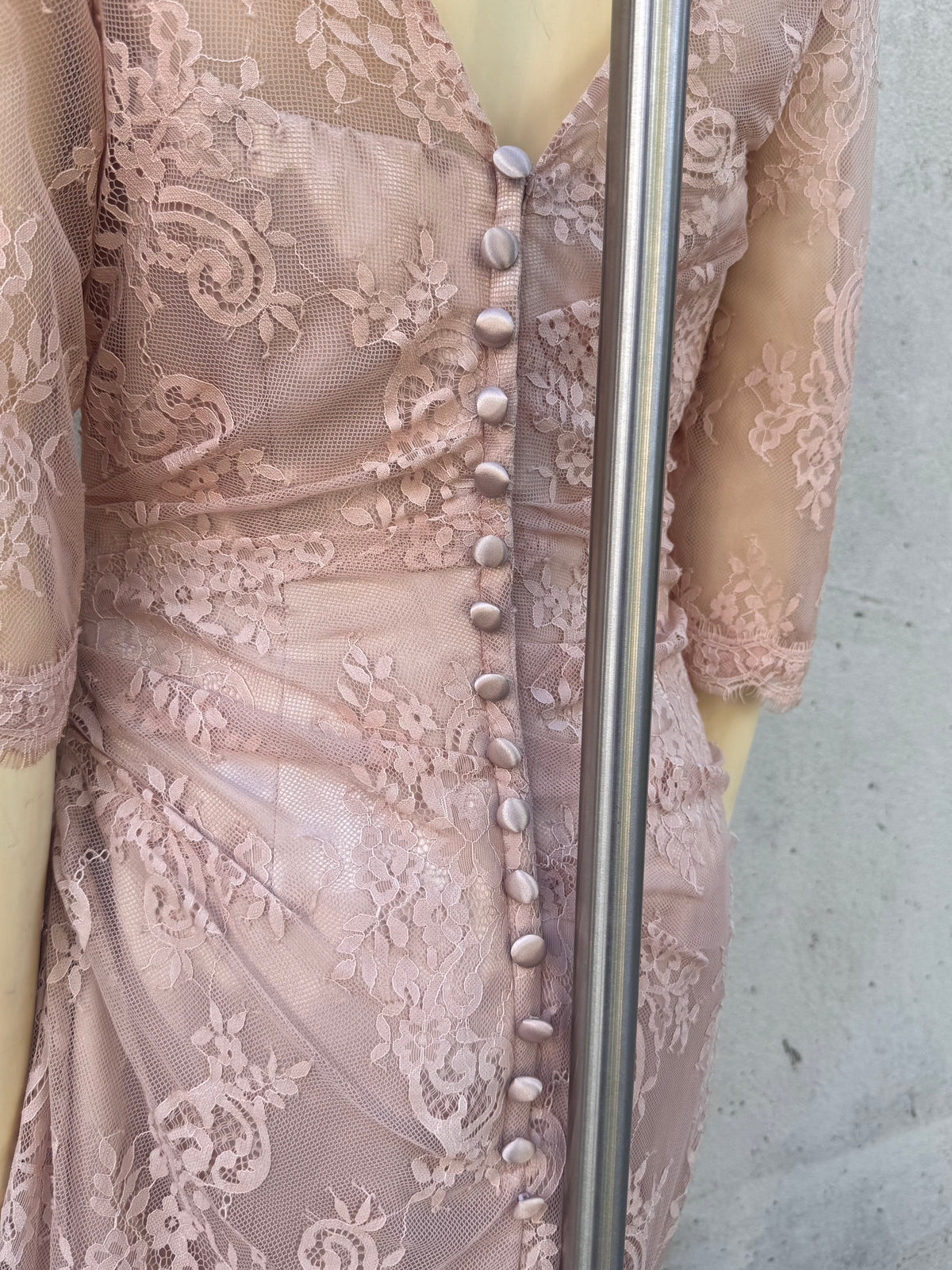 Blush Pink Lace Mother of Bride Wedding Dress