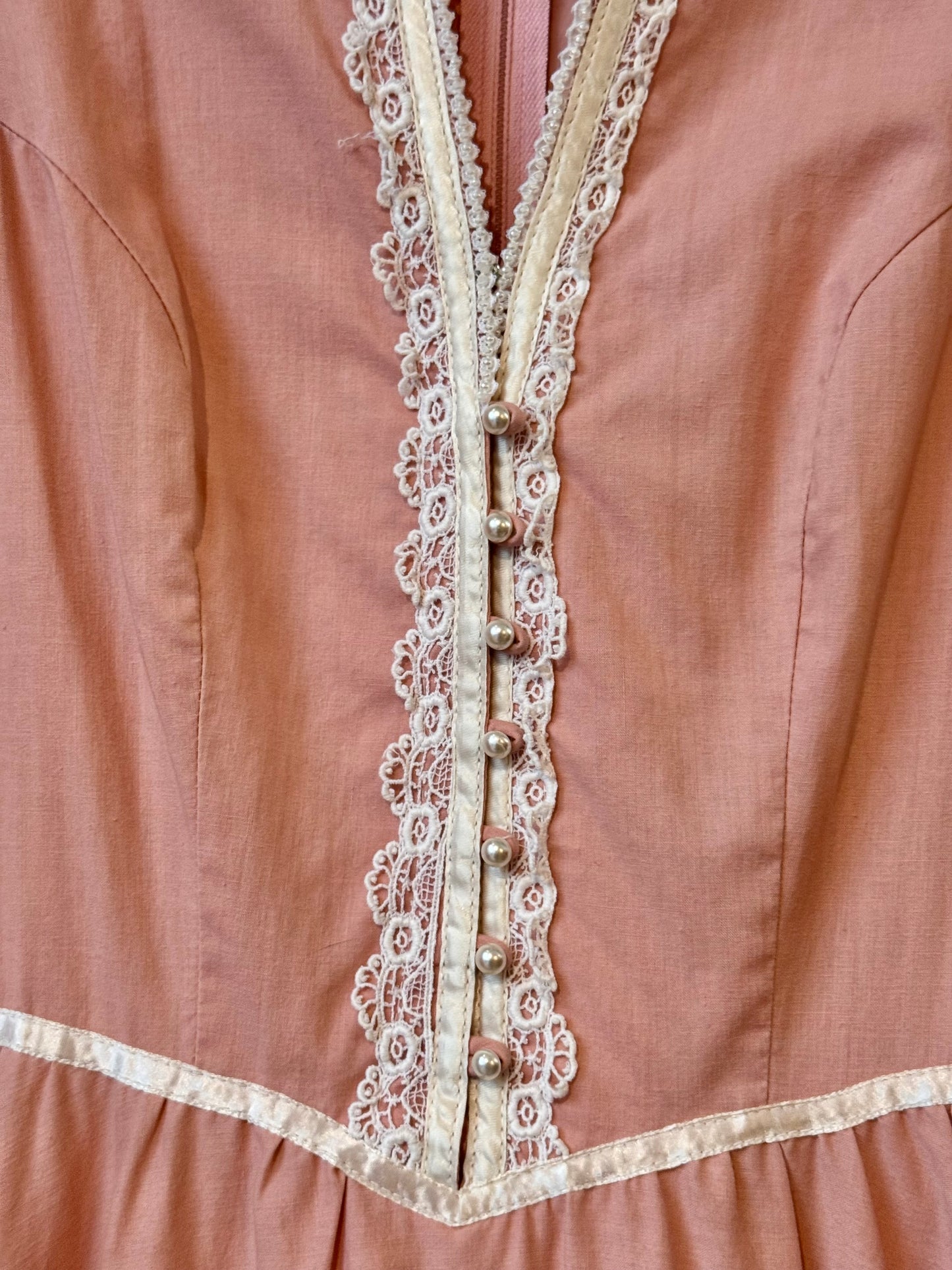 1970s Gunne Sax Pink Prairie Dress