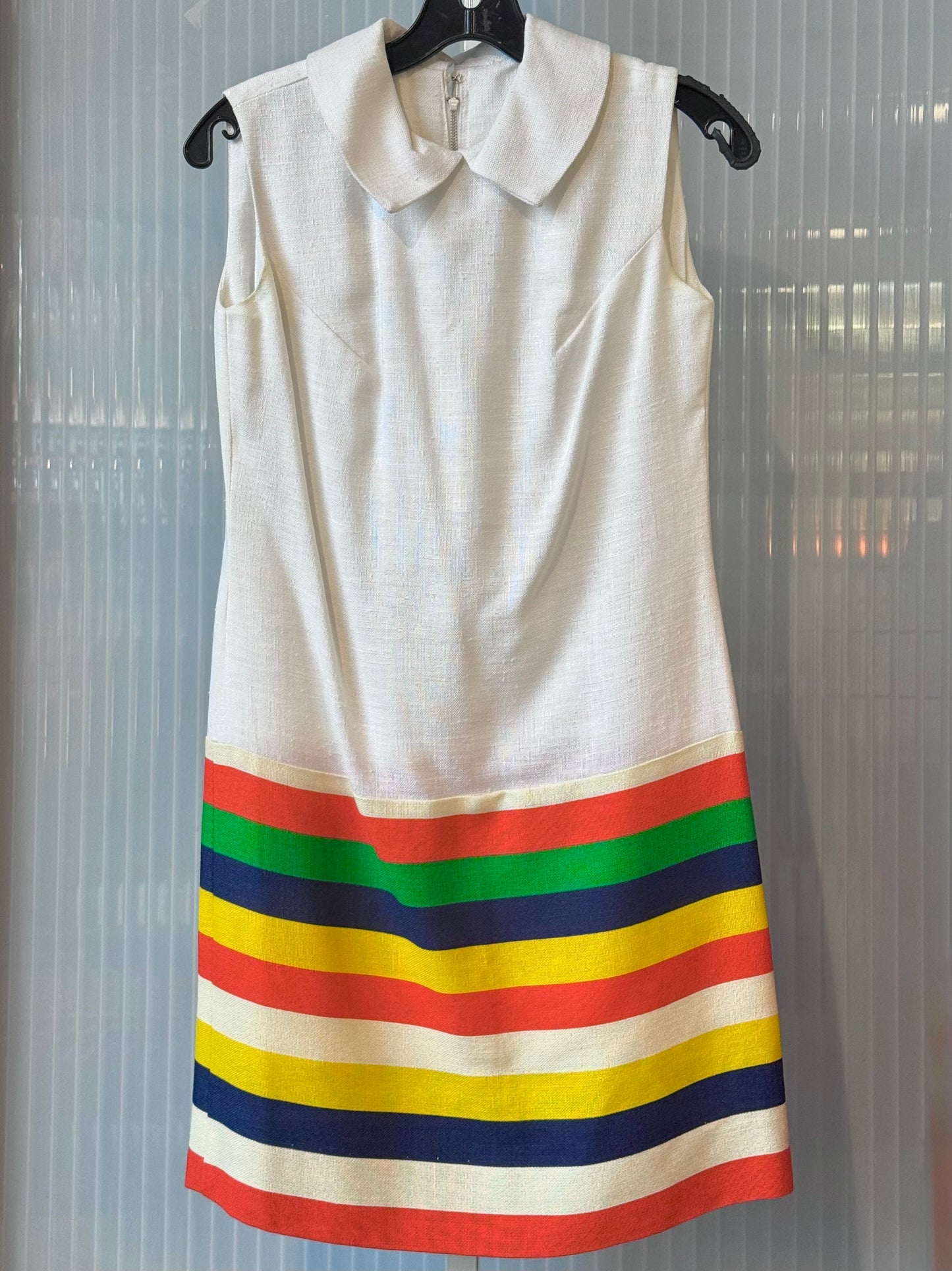 1960s Colorful Striped Shift Dress & Coat Set