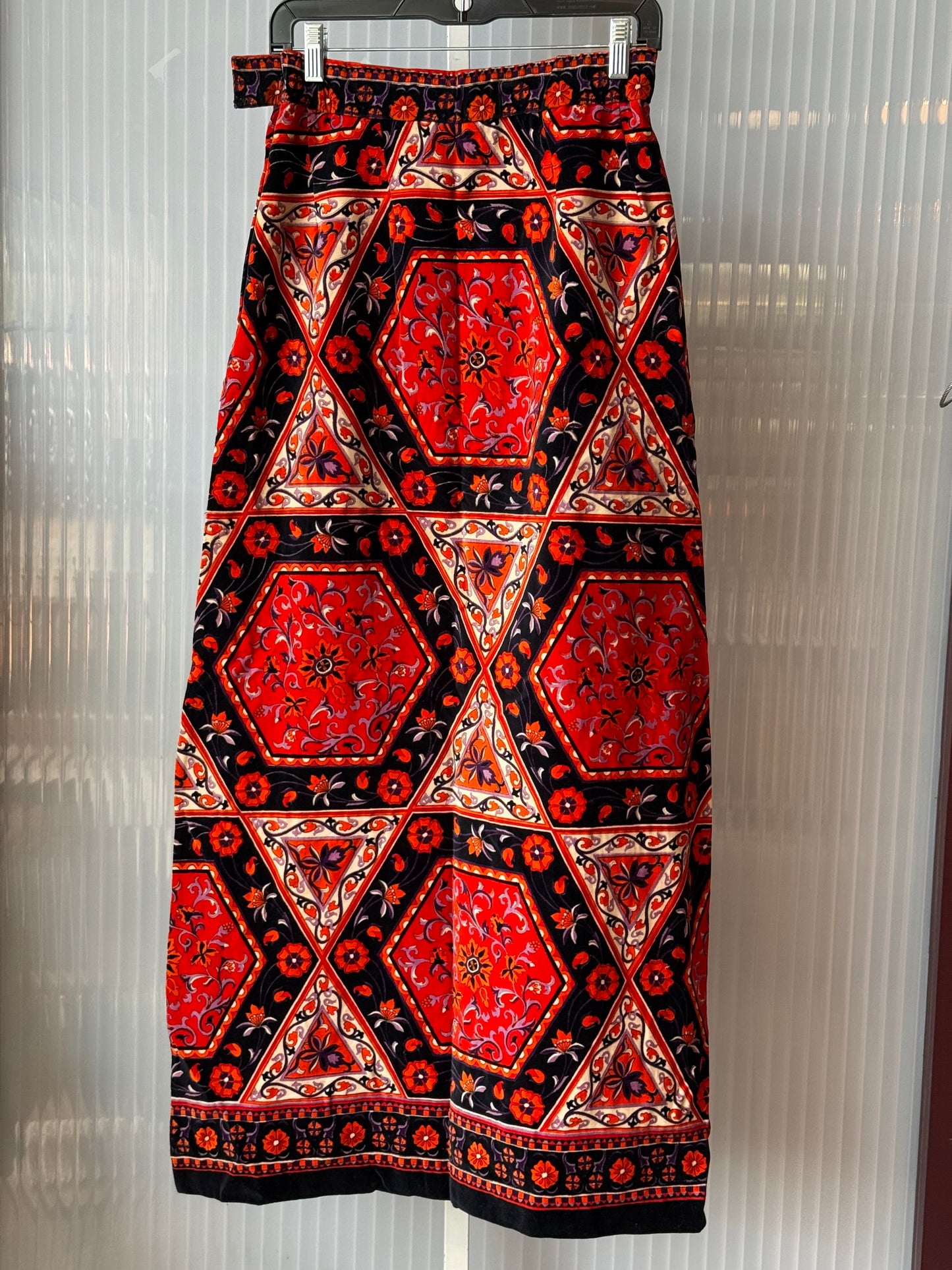 1970s Velvet Floral Maxi Skirt