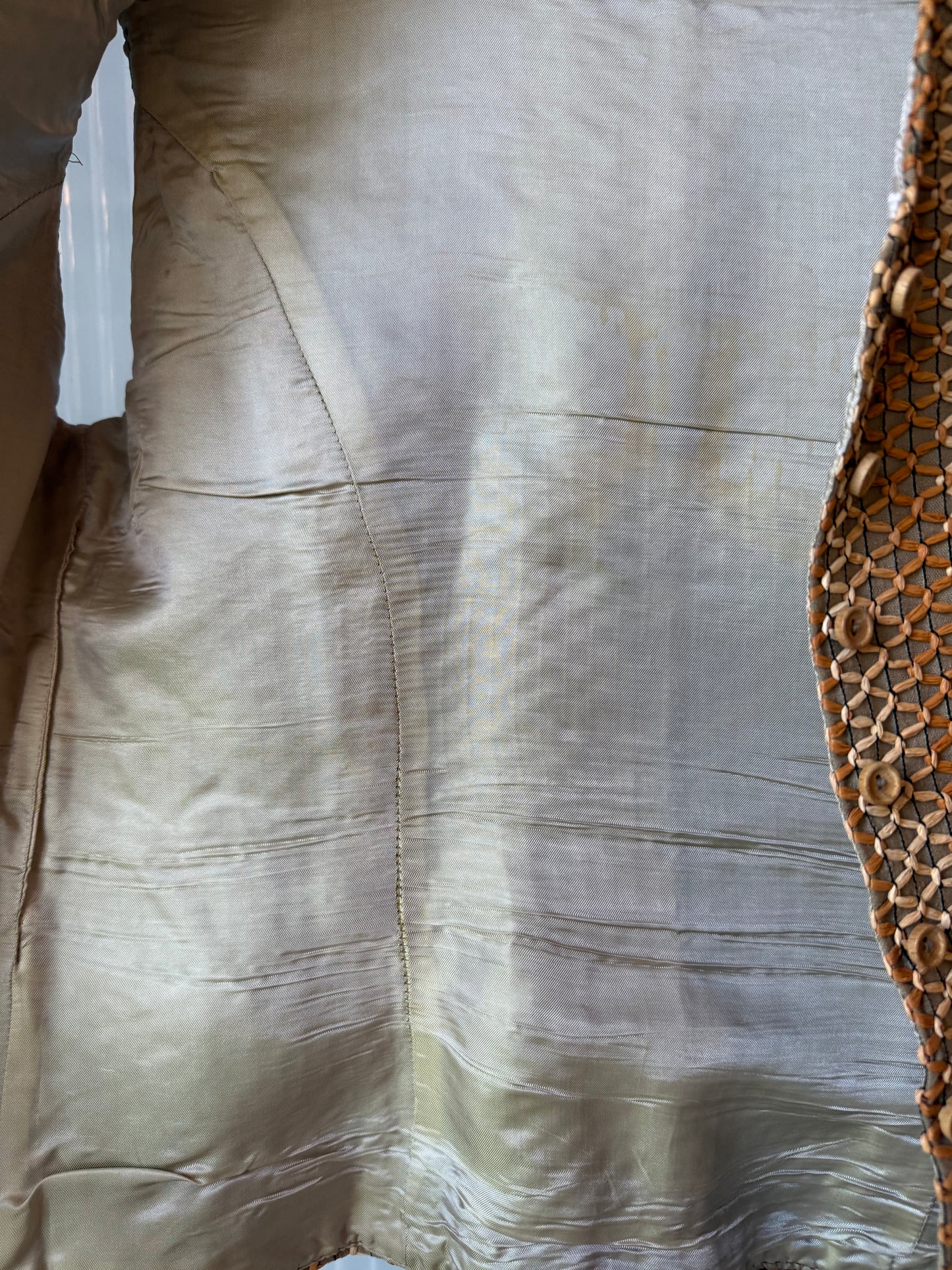 1970s Cream Raffia Basketweave Vest