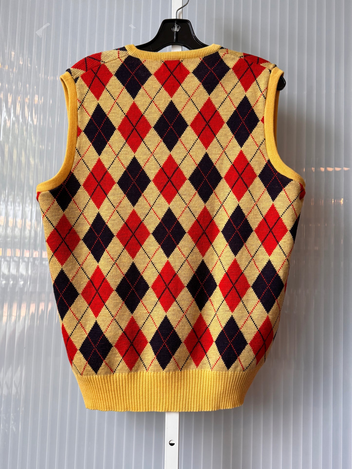 1970s Neiman Marcus Yellow Brown & Orange Argyle Sweater Vest