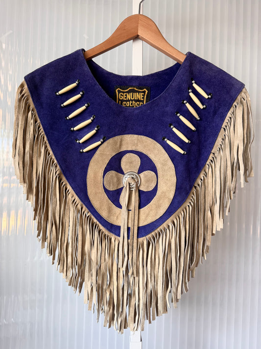 Taupe & Indigo Suede Poncho