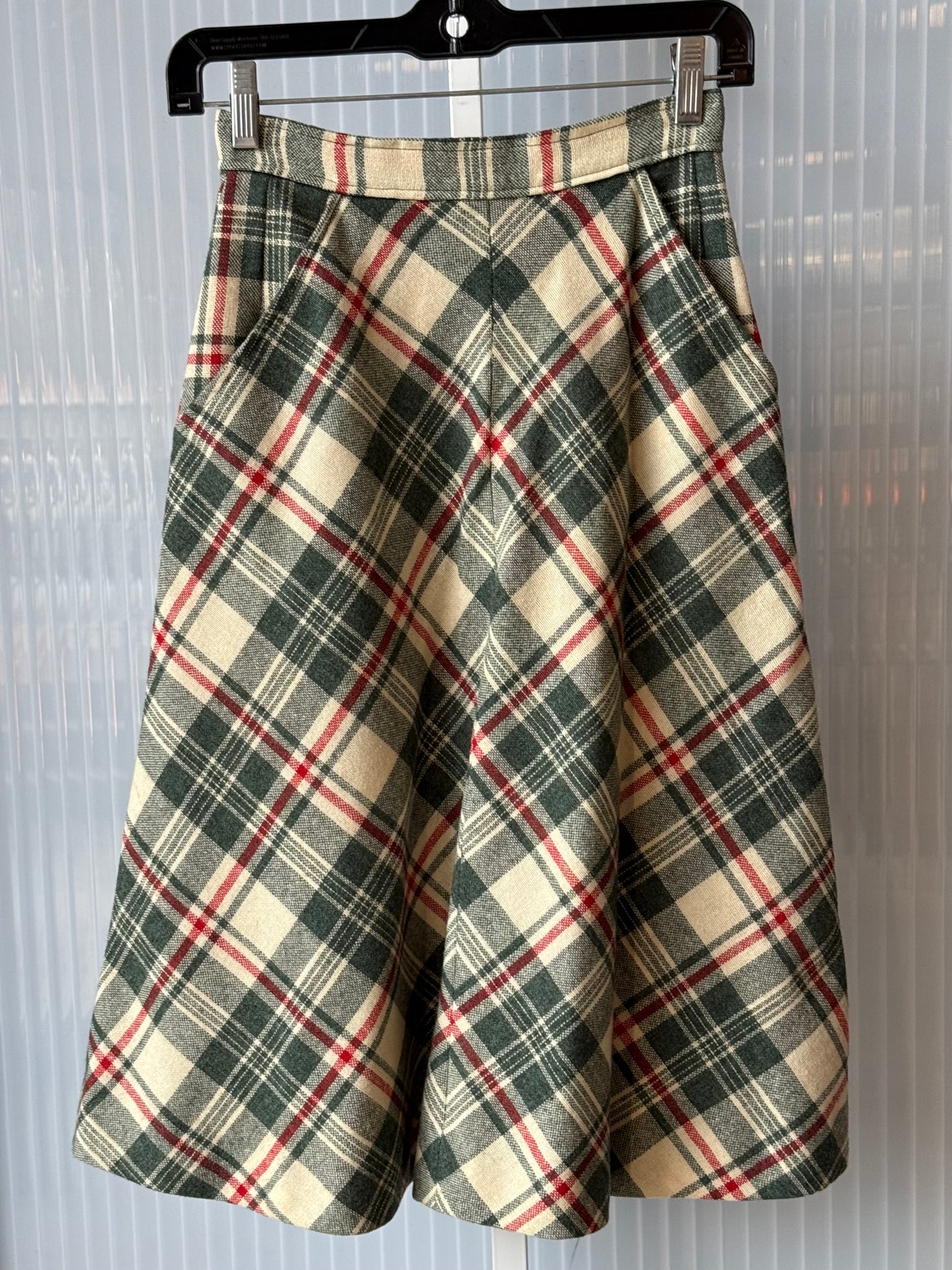 1970s Red & Green Plaid Skirt