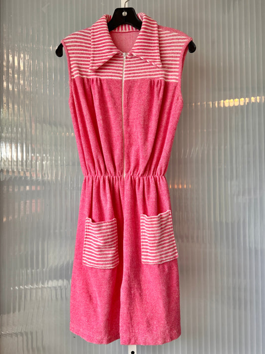 1970s Pink Terrycloth Dress