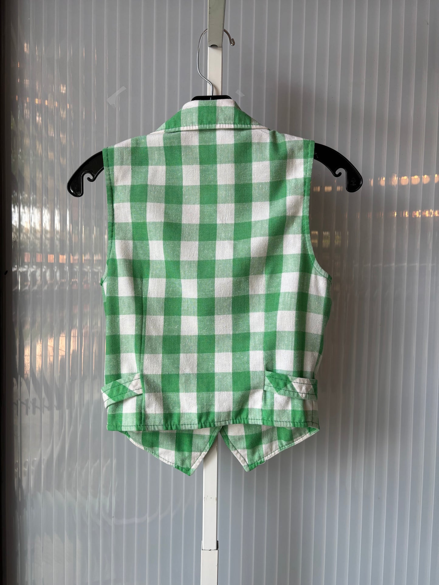 1980s Green & White Gingham Vest & Pants Set