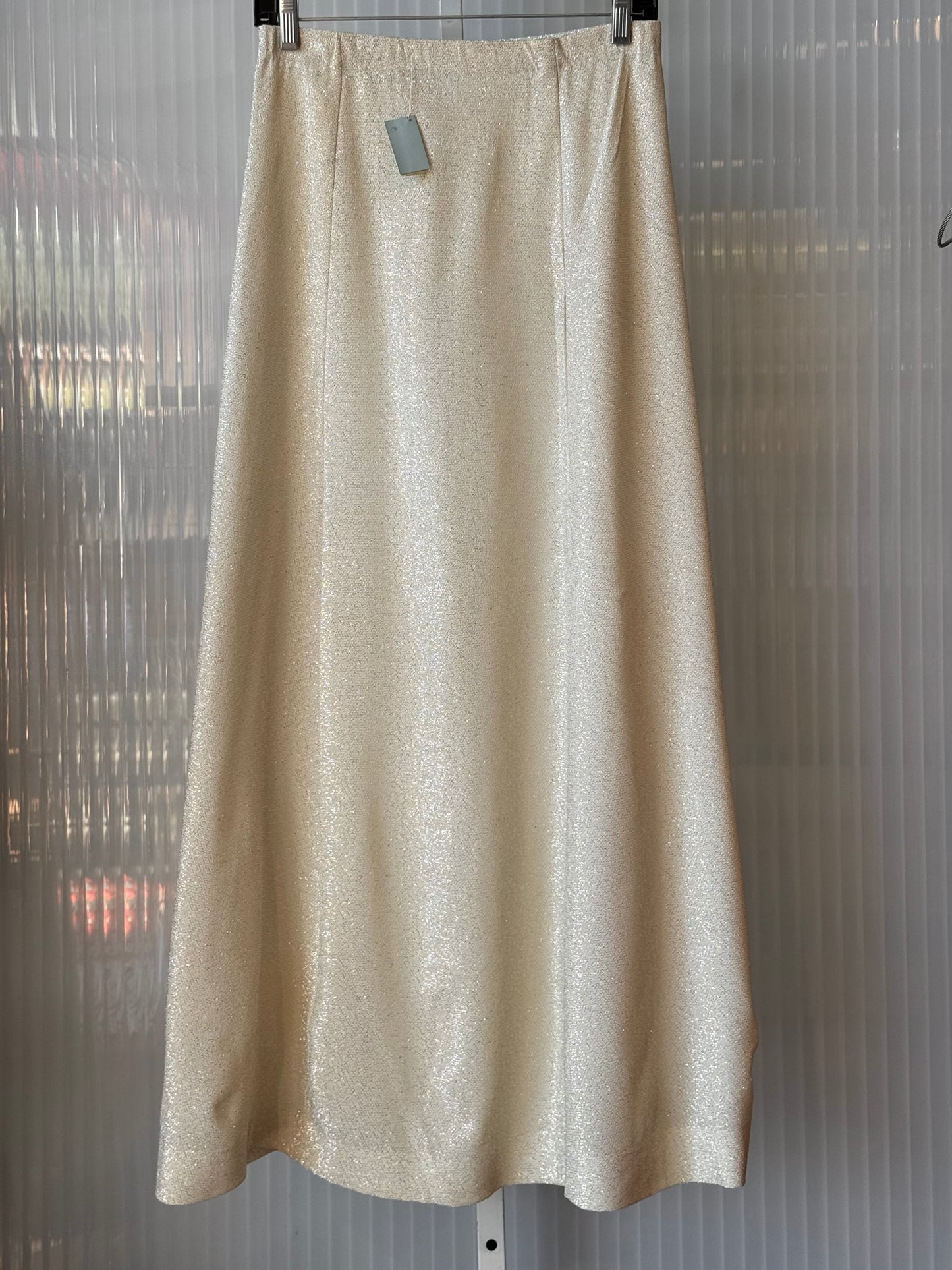 1970s Sparkling Cream & Silver Maxi Skirt