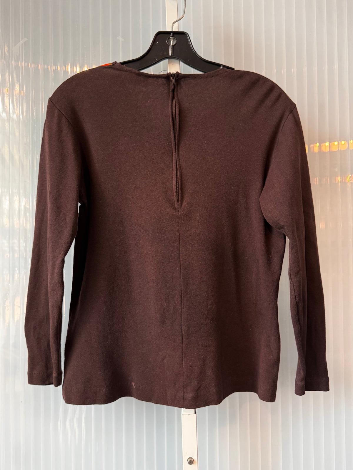 1970s Orange & Brown V-Neck Sweater Top