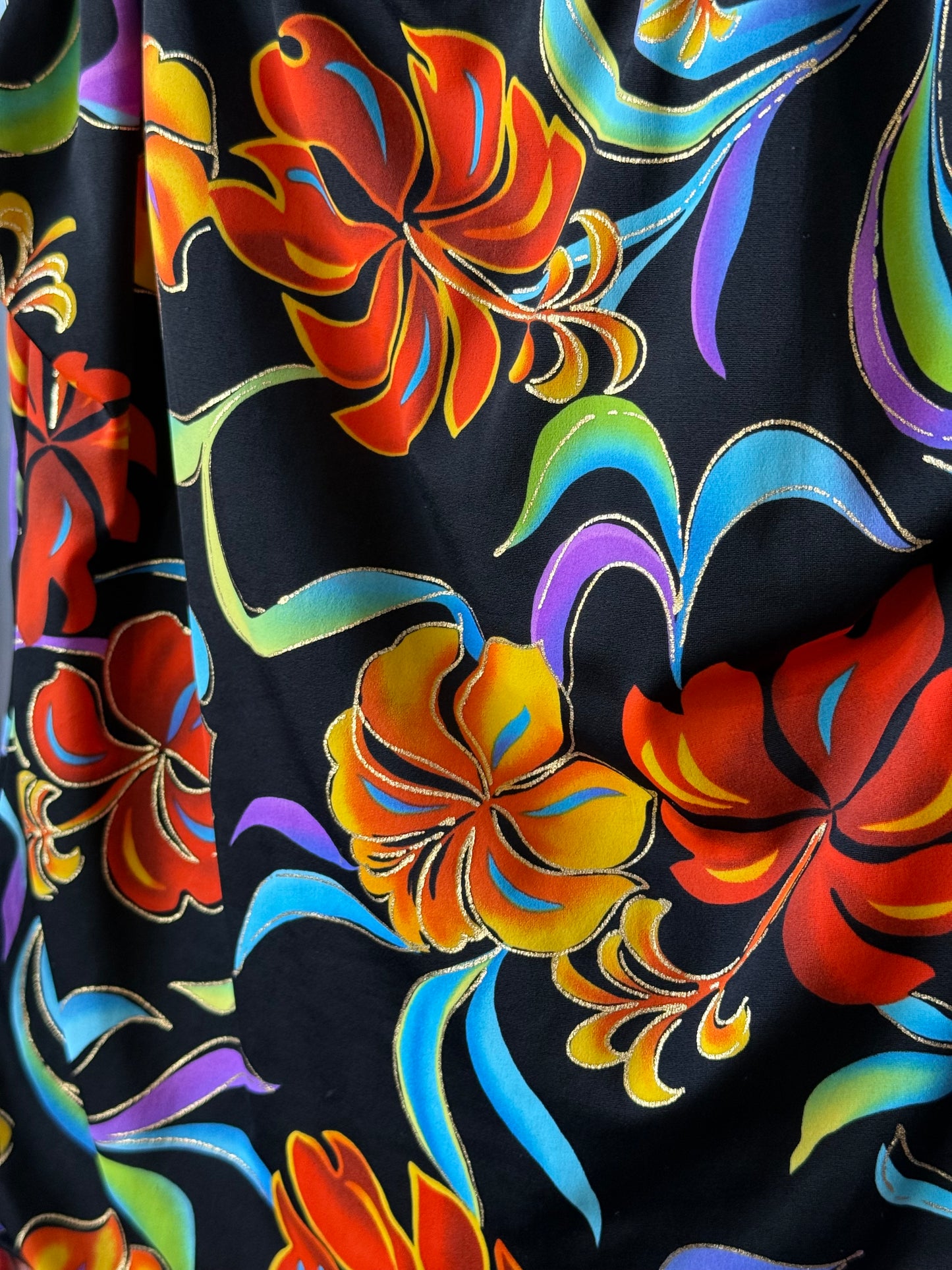 1980s/90s Black Floral One-Piece Swimsuit