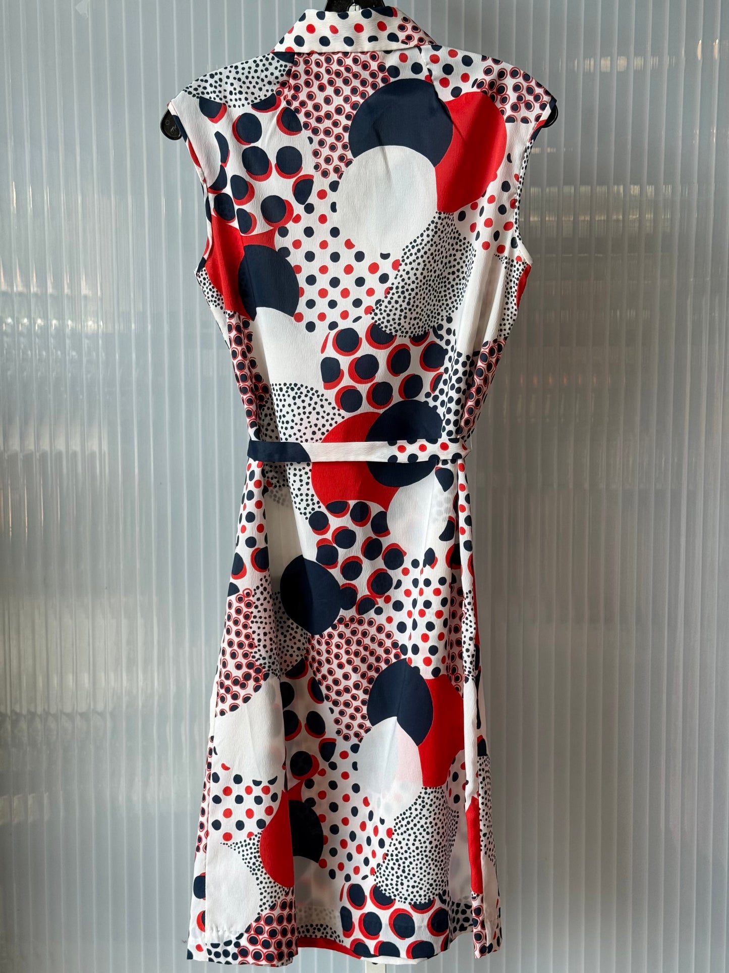 1970s Red, White & Blue Dot Patterned Shirt Waist Dress