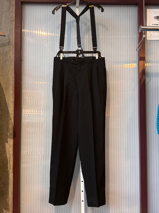 Black Tuxedo Pants w/ Detachable Silk Jacquard Pattered Suspenders