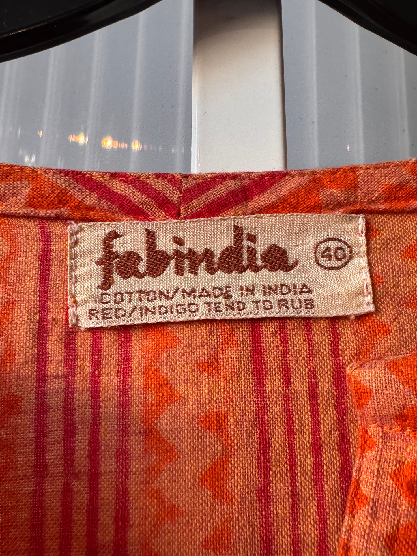 1960s Orange Indian Cotton Top