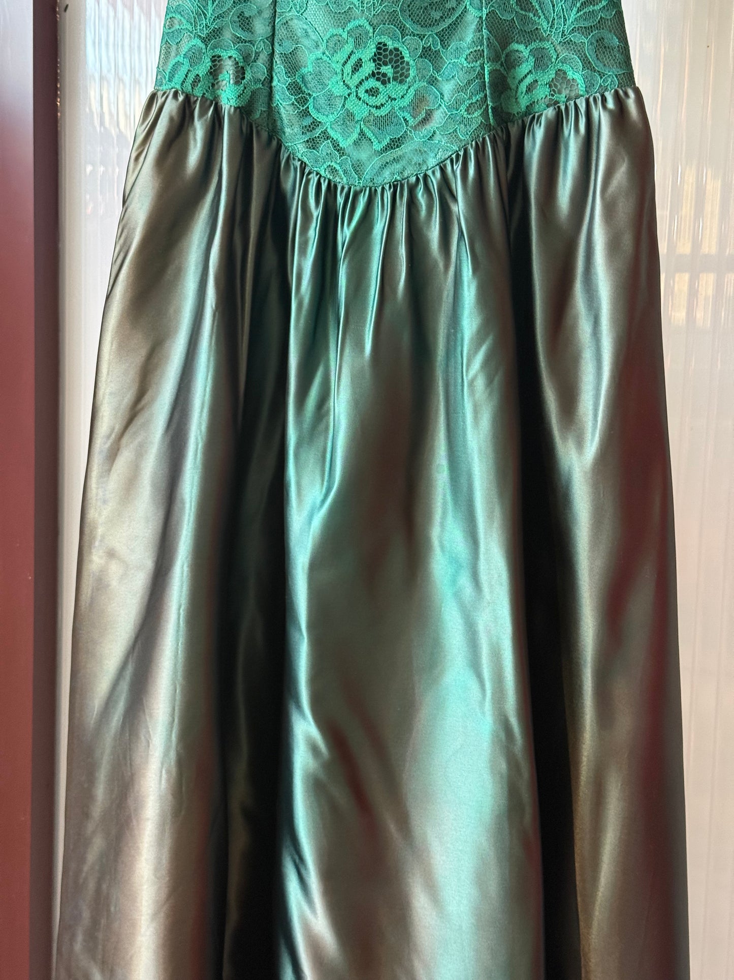 1980s Teal Prom Dress w/ Bows