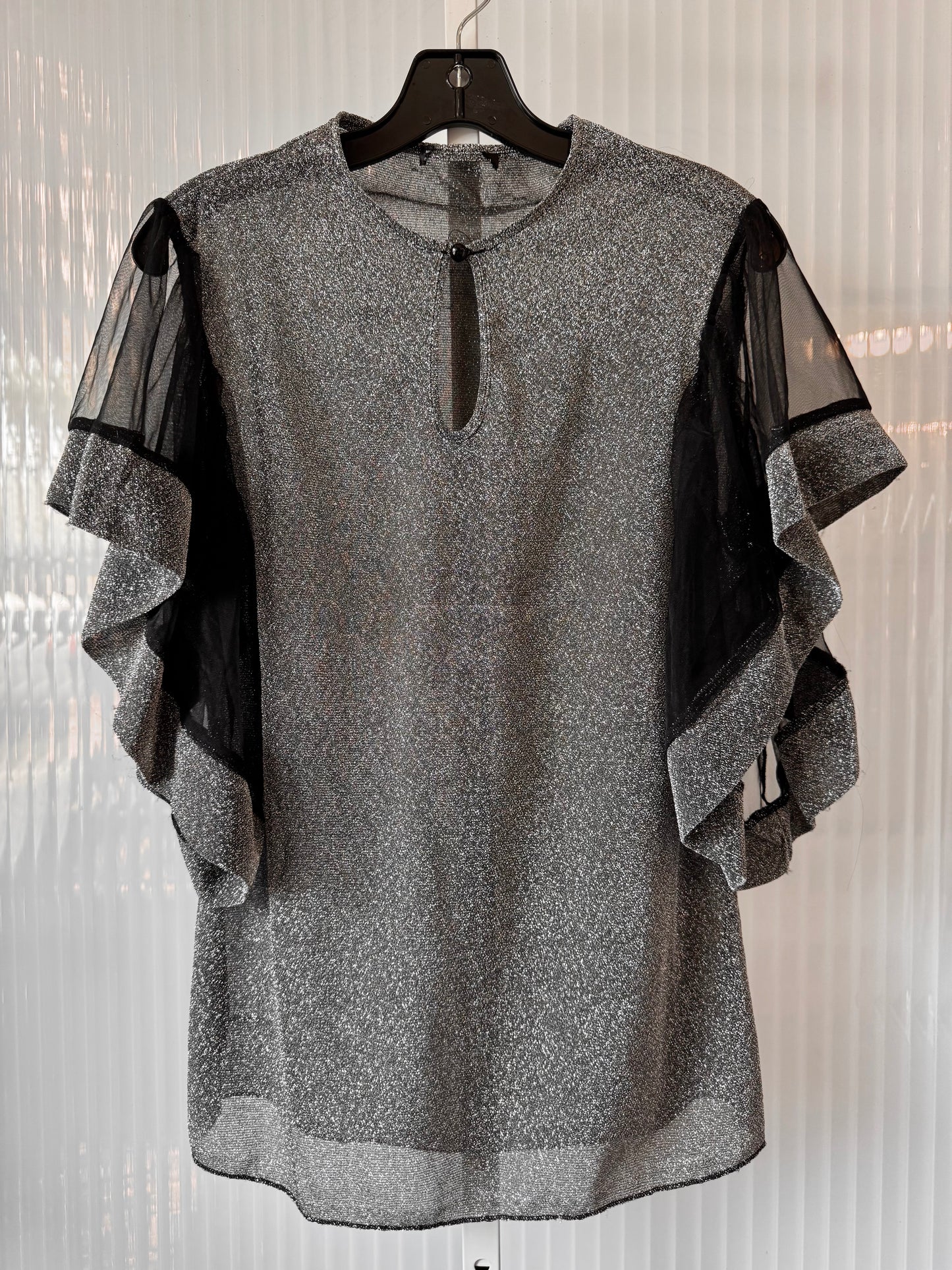 1990s Black & Gunmetal Silver Blouse