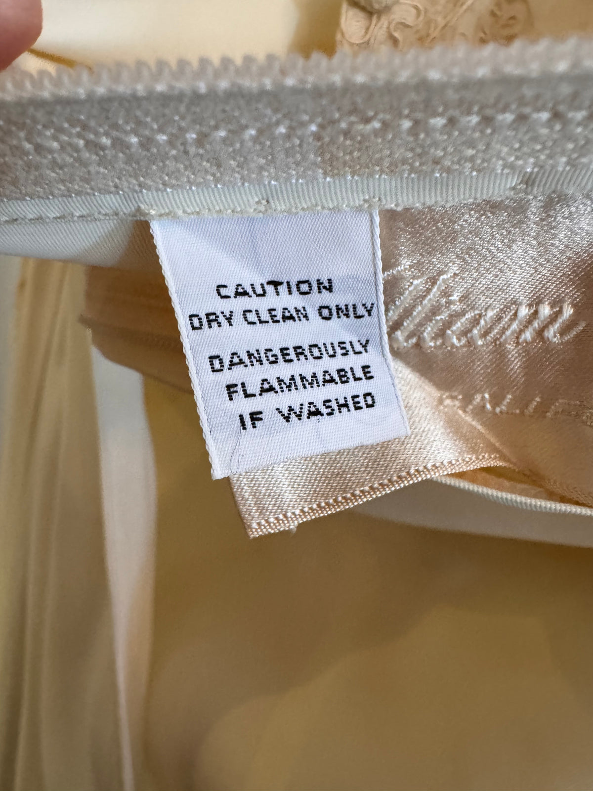 1960s Cream Empire Waist Lace & Organza Wedding Dress