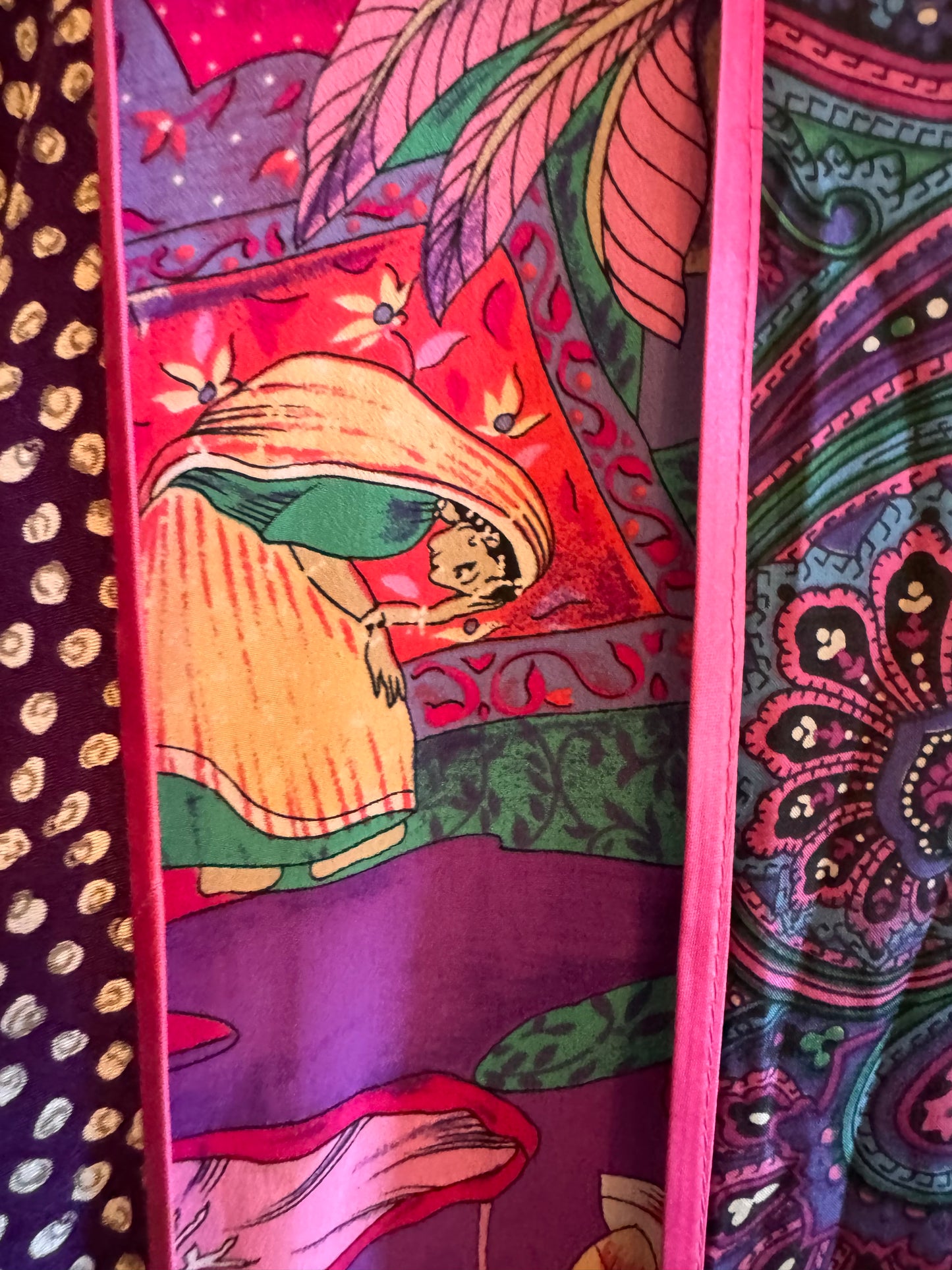 1980s Purple Indian Dropwaist Dress