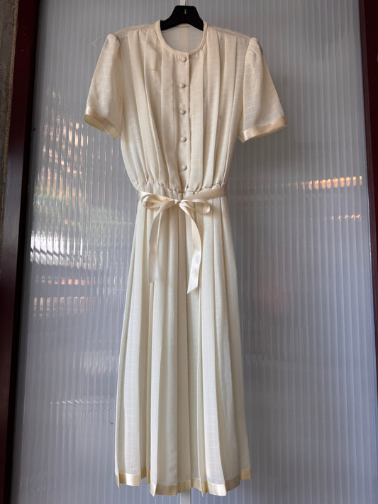 1960s Sheer Ivory Shirtwaist Dress