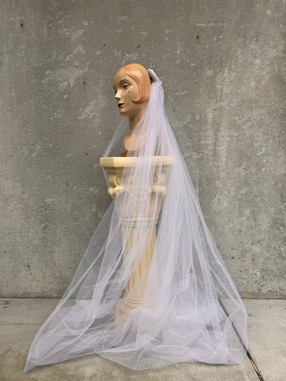 Y2K White Hair-Clip Veil
