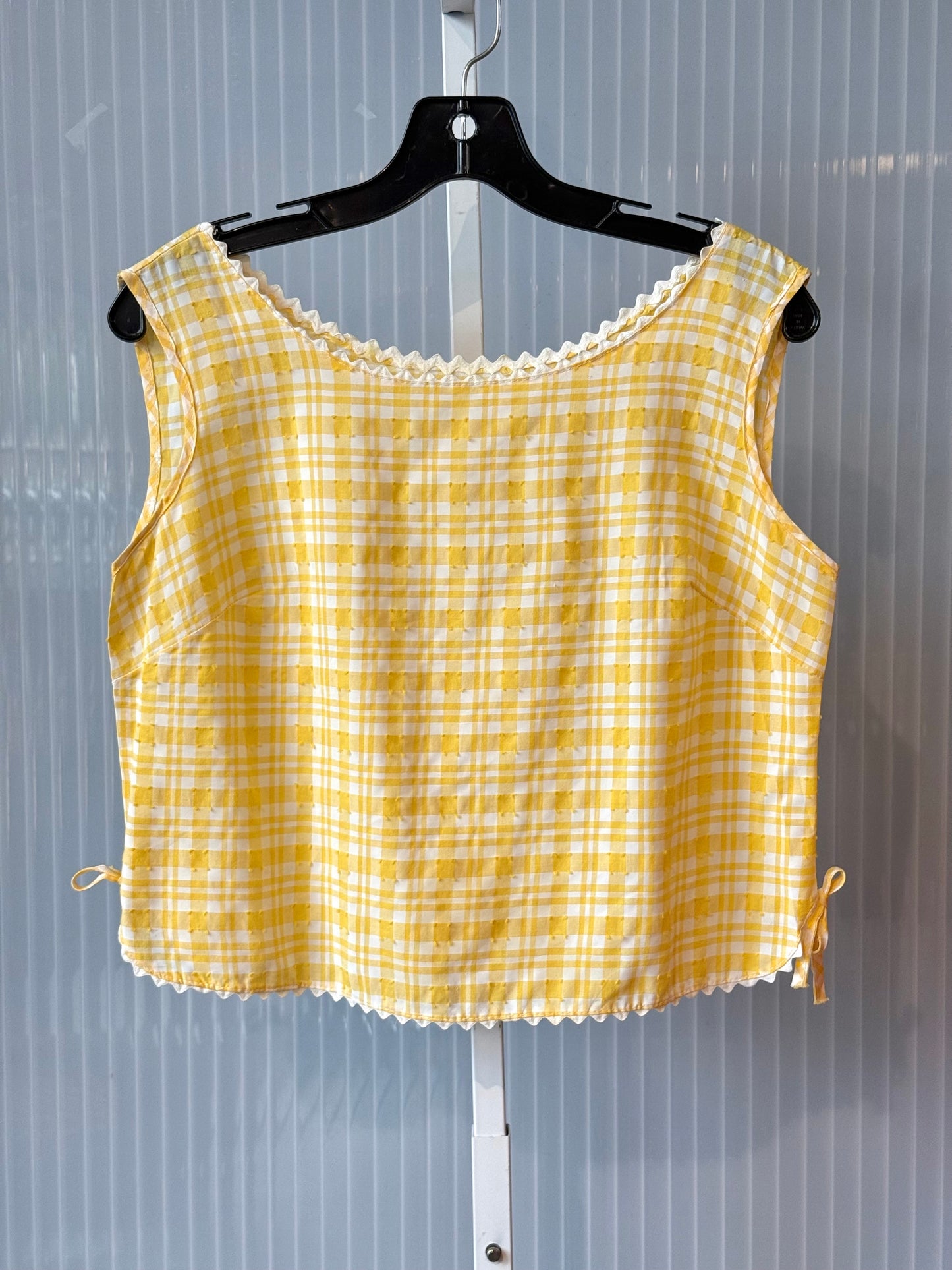 1970s Yellow & White Plaid Gingham Tank Top