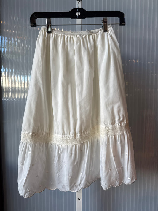 1970s Embroidered White Skirt Slip