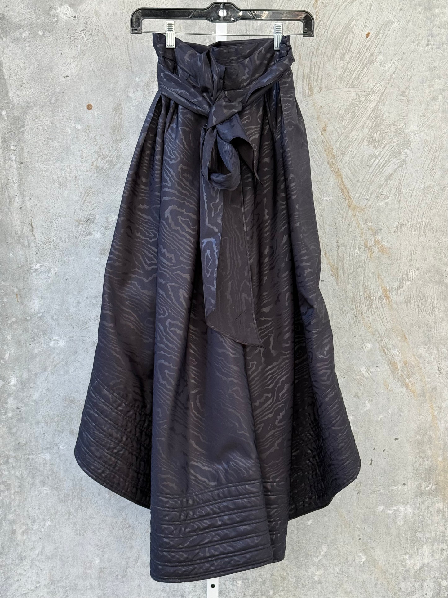 1990s Black Satin Ruffle Collar Top & Skirt Set