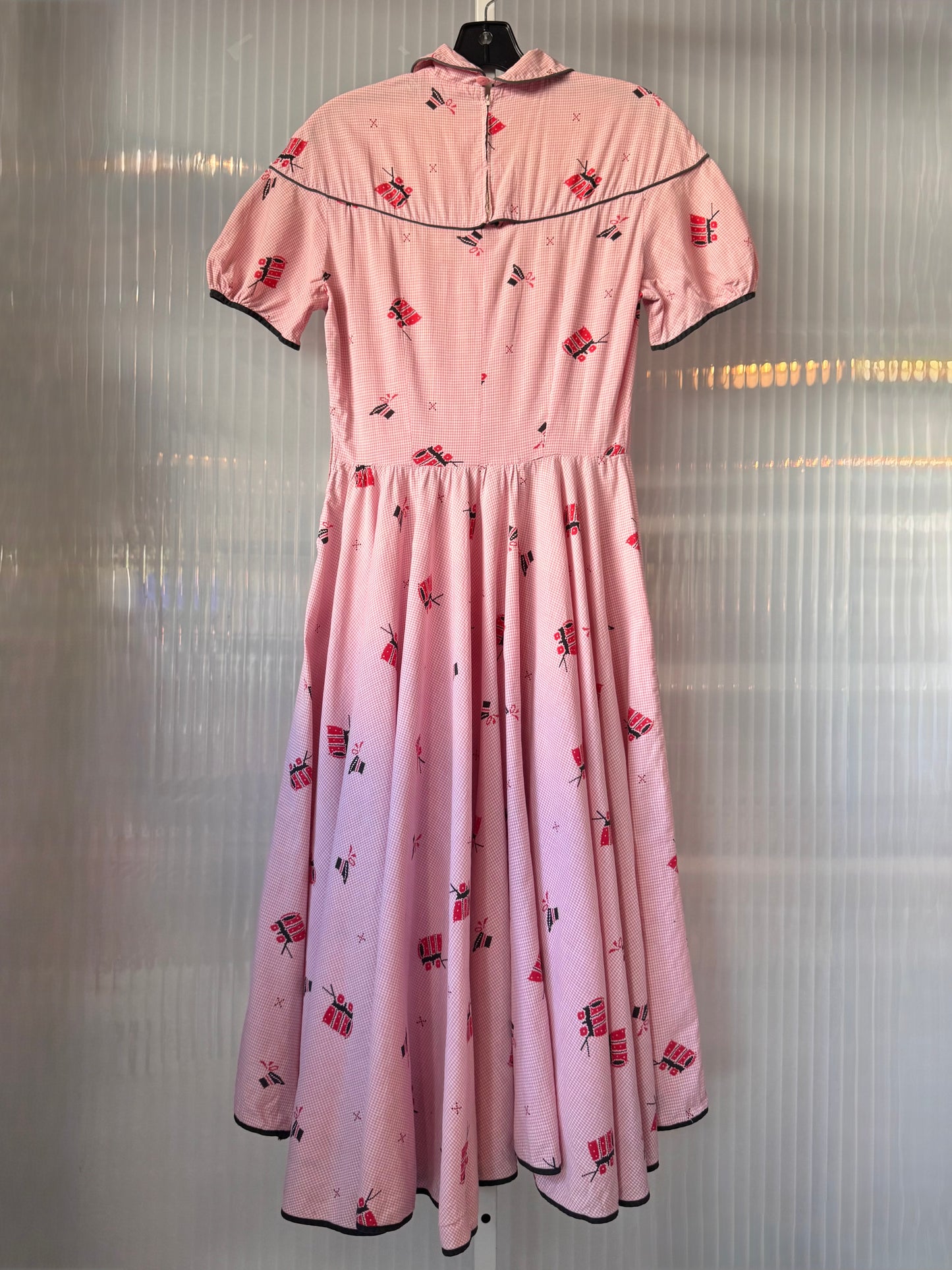 1950s Pink Gingham Dress