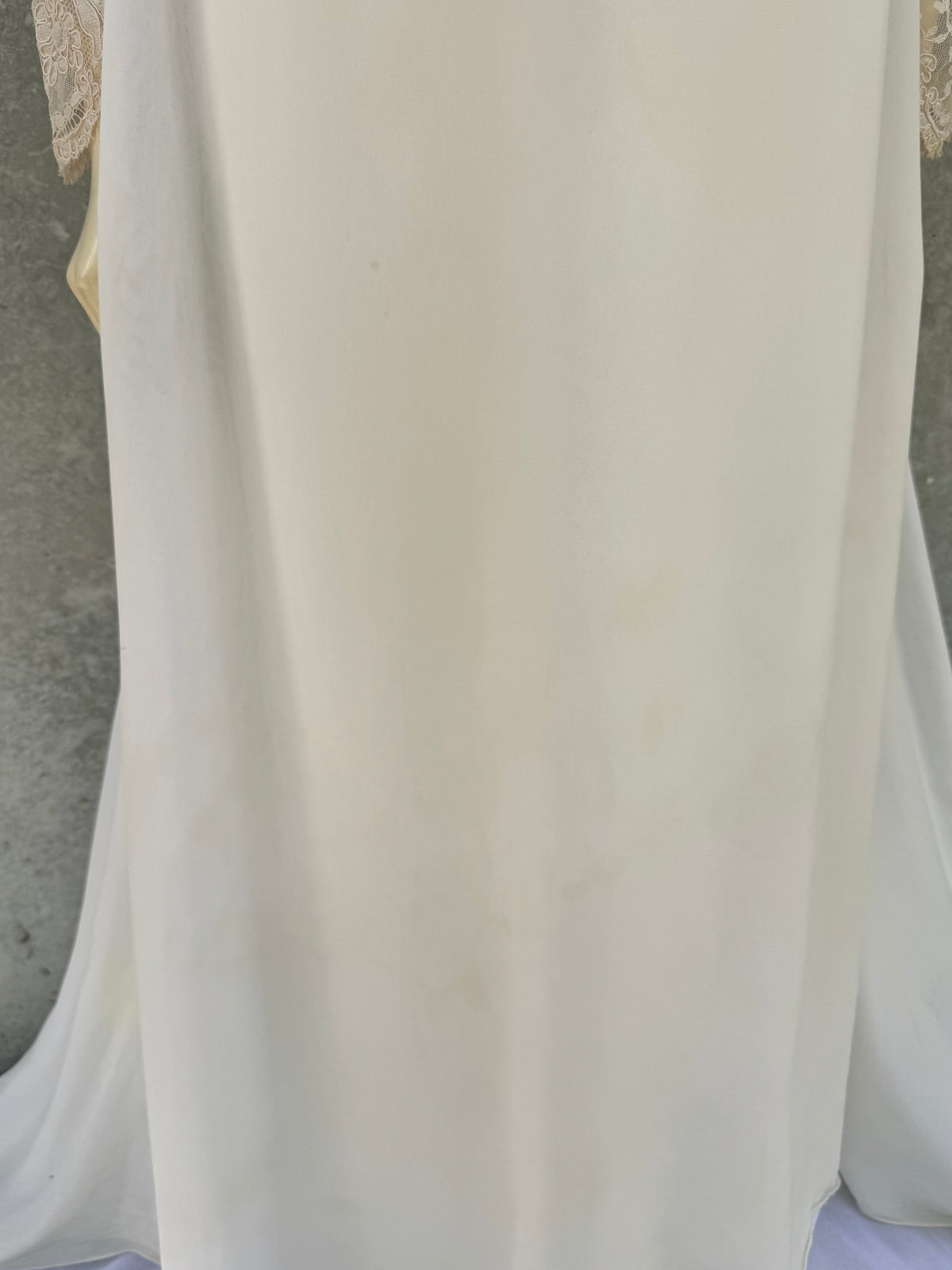 1960s Cream Empire Waist Lace & Organza Wedding Dress