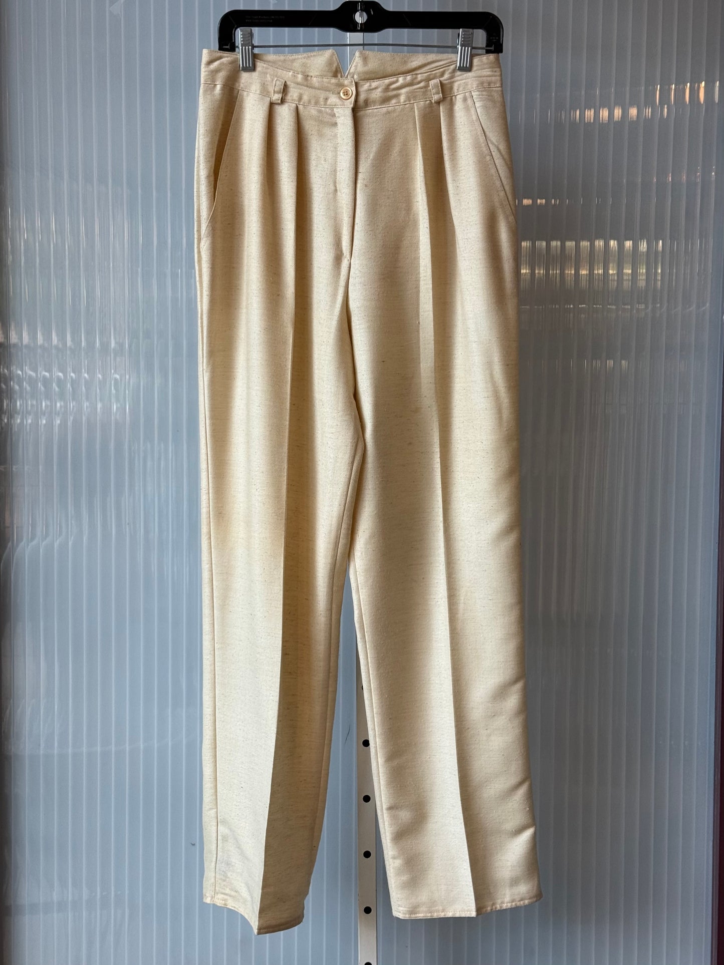 1980s Cream Wool Blend Top Jacket & Pants Suit Set