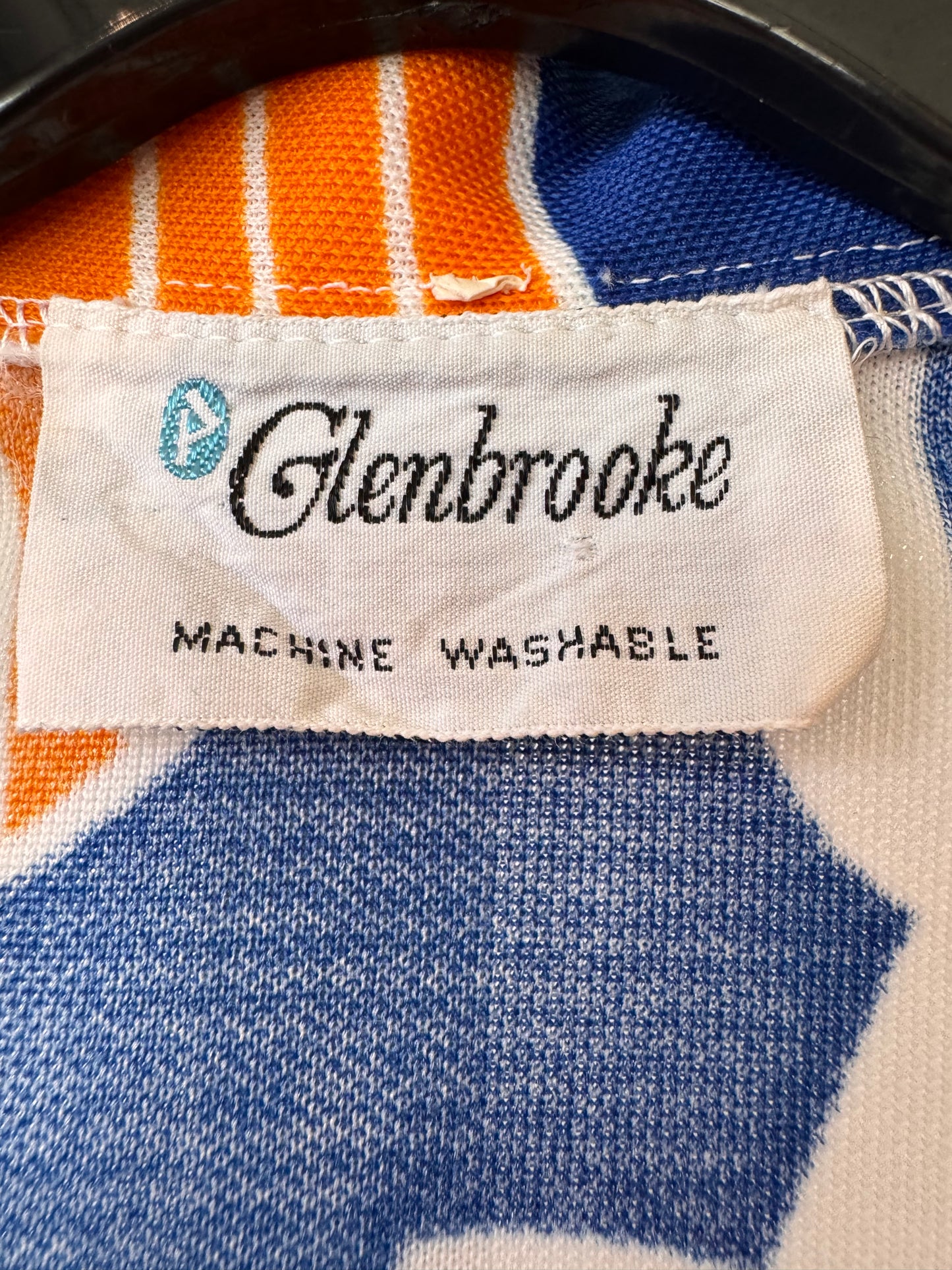 1960s Orange Blue & White Geometric Dress