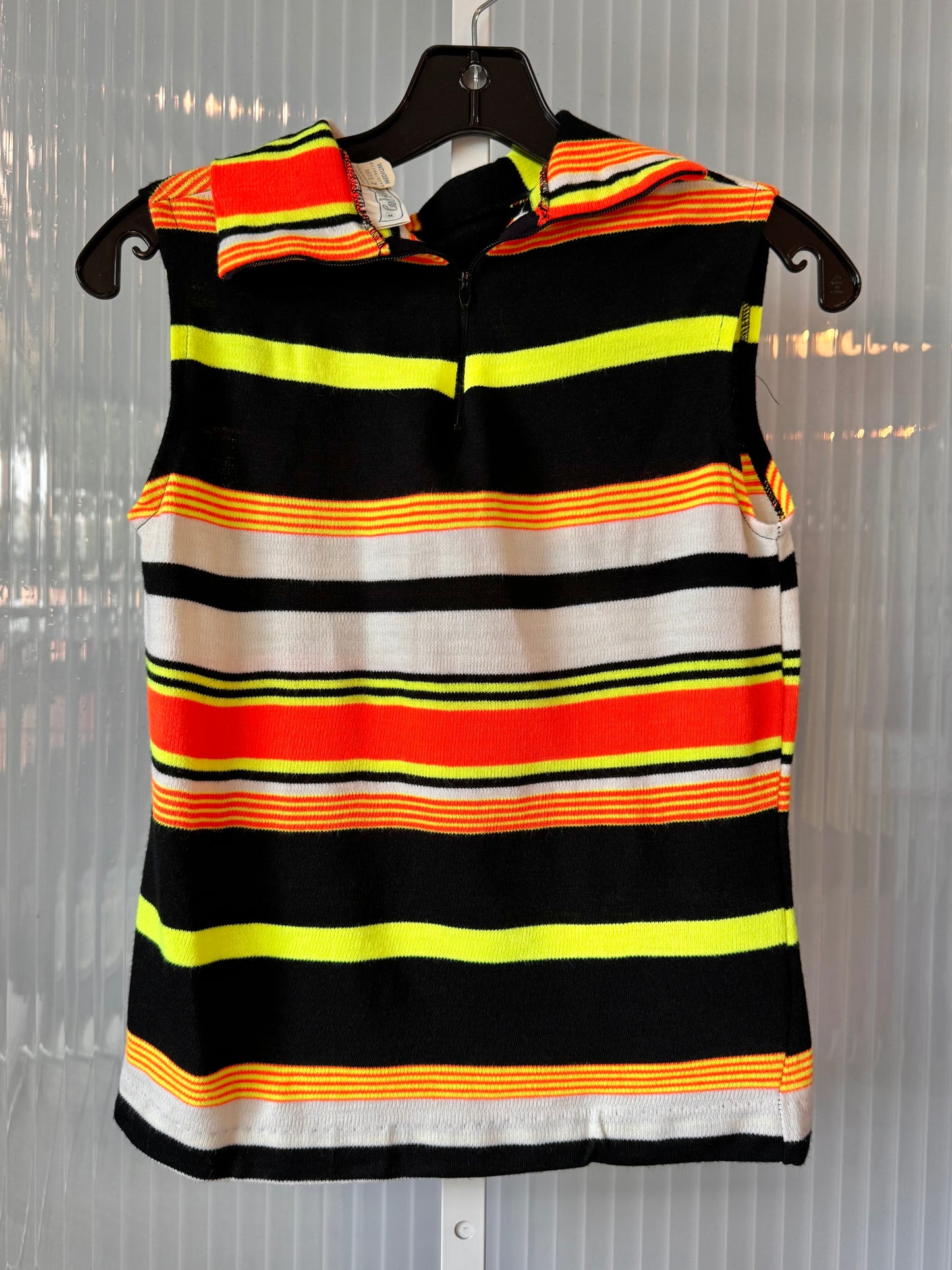 1960s Black Orange & Yellow Sleeveless Turtleneck