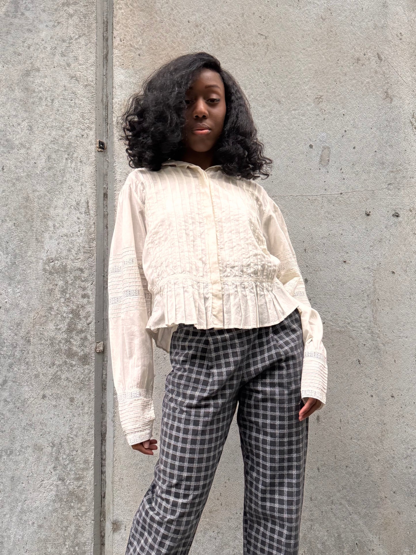 1980s Does Edwardian White Pintuck Blouse