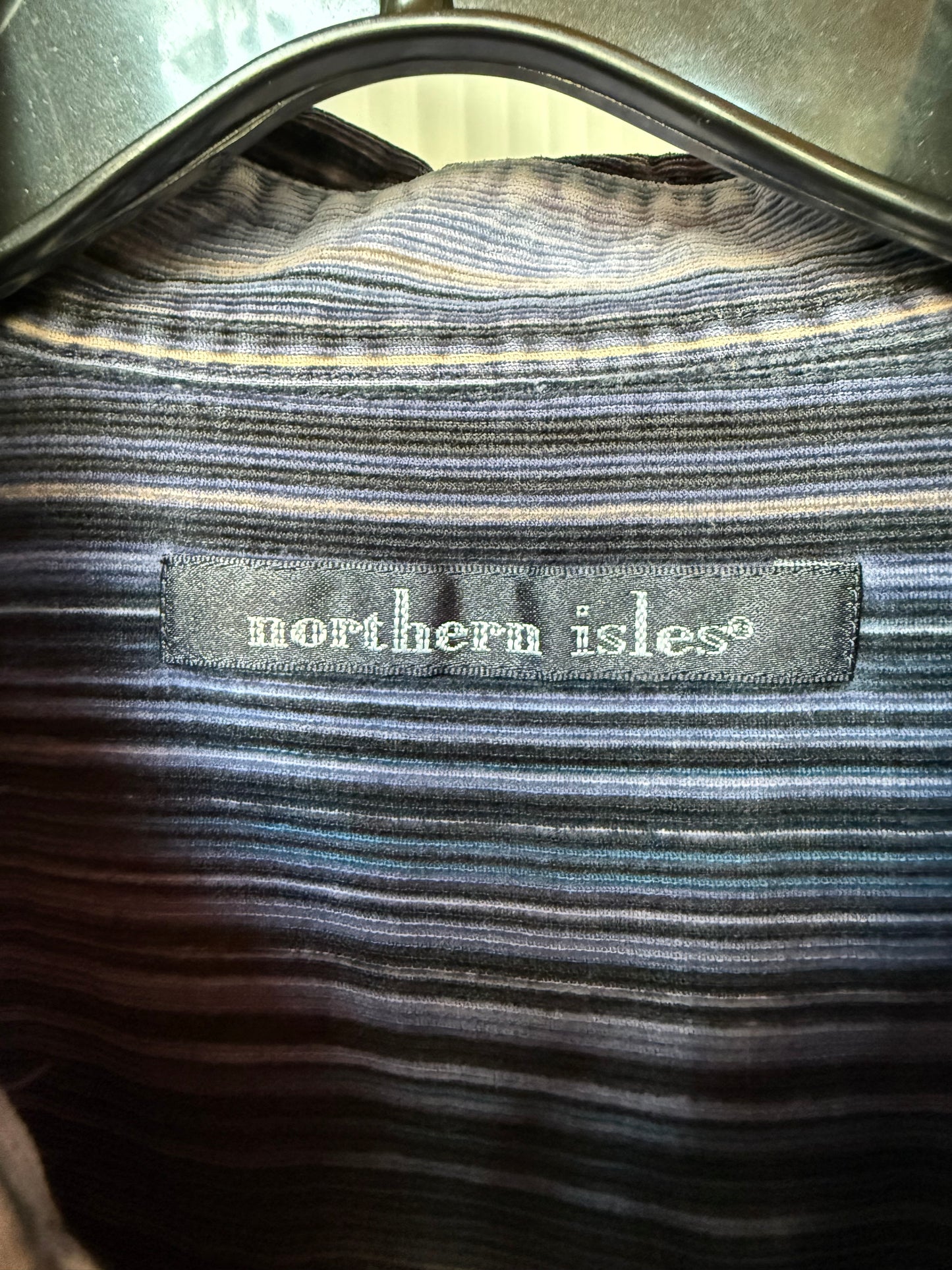 1990s Purple & Blue Striped Corduroy Button-Up Shirt