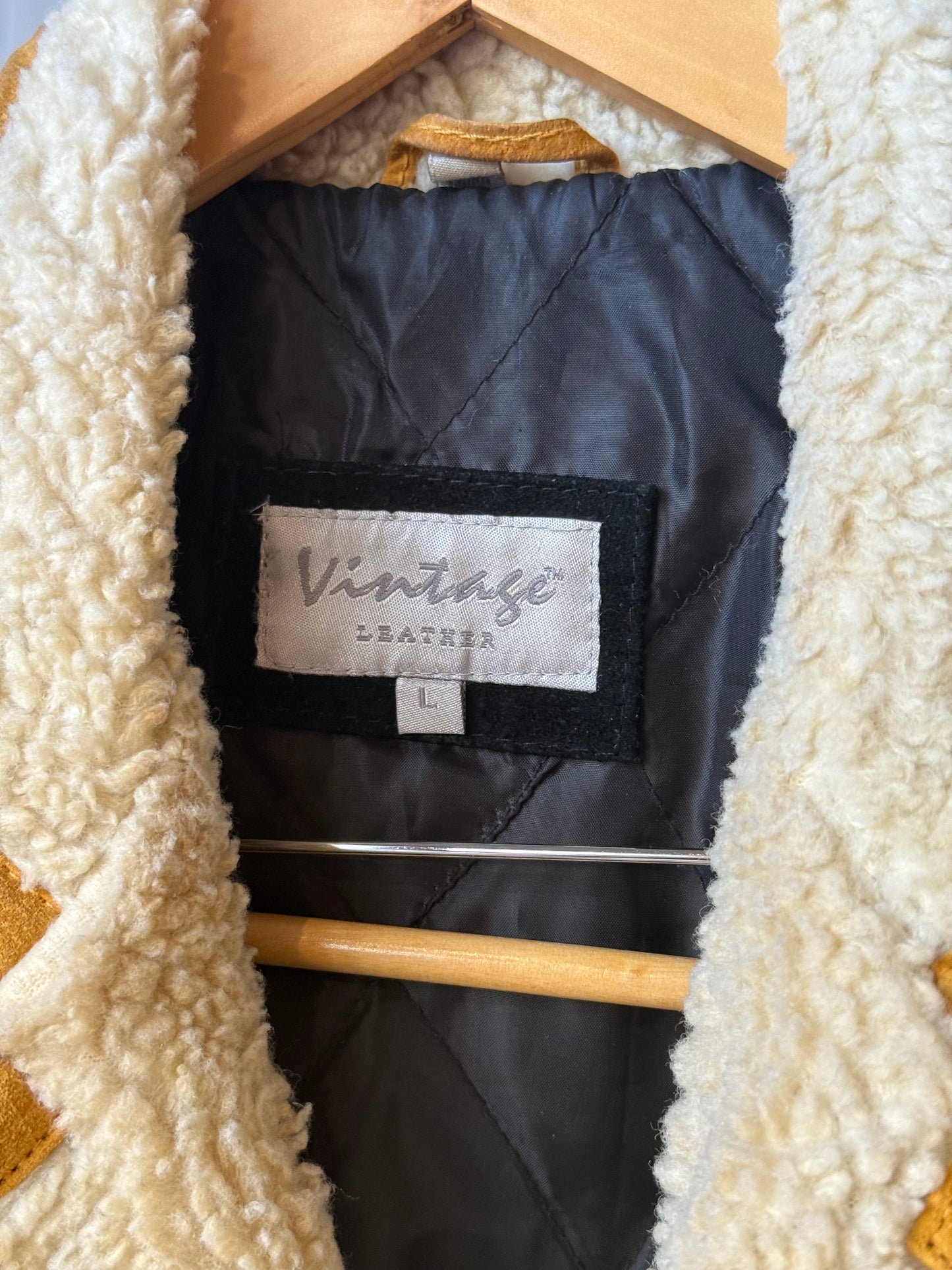 1990s Suede & Sherpa Coat w/ Knit Western Pattern