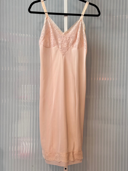 1960s Baby Pink Slip with Lace Cups